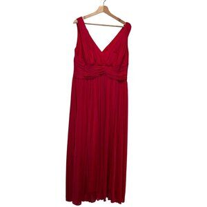 Alex Evenings Fuchsia Pleated V-Neck Sleeveless Gownt Dress Women Size 14W